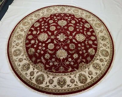 8'0  X 8'1  Ft. Silk Flower Hand Knotted Oriental Wool Traditional Round Rug 8x8 • $960