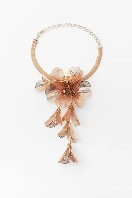 $30 • Buy Zara Gold Golden Cascading Floral Statement Necklace