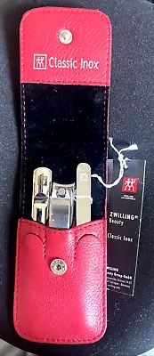 Zwilling Classic Inox Manicure Set 3-tlg Red Leather Case No. 97733-503 BNWT • £29.99