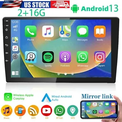 10.1  Android 13 Carplay GPS Navi WiFi Double 2Din Touch Screen Car Stereo Radio • $78.88