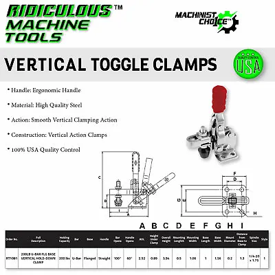 200LB Carbon Steel U-Bar Flange Base Vertical Clamp: Heavy-Duty Hardware • $12.47