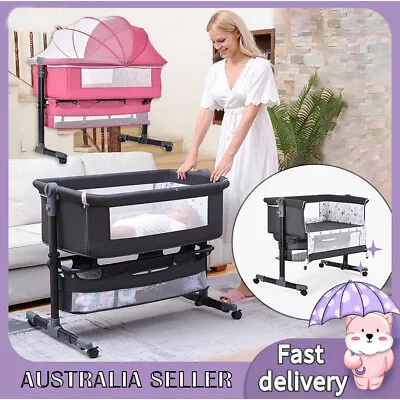 2-in-1 Baby Bedside Bassinet Baby Bedside Sleeper Easy Folding Portable Crib Bed • $126.55