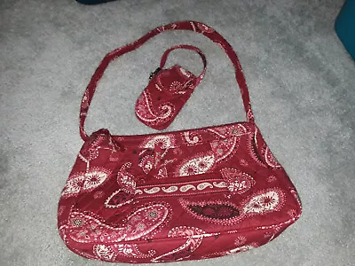Vera Bradley Mesa Red Paisley Shoulder Bag Purse & Cell Phone Case • $24.95