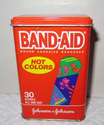 Band Aid HOT COLORS Bright Orange Vintage Metal Tin Box EXCELLENT CONDITION • $19.99