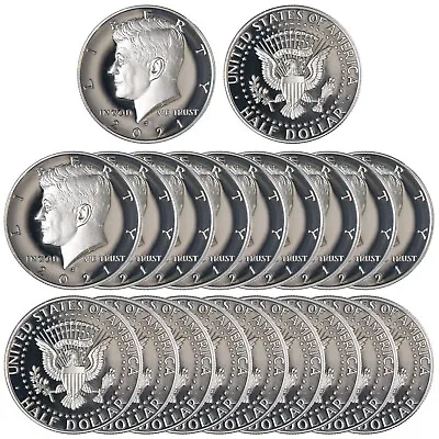 $339.95 • Buy 2021 S Kennedy Half Dollar Roll Gem Deep Cameo CN-Clad Proof 20 Coins