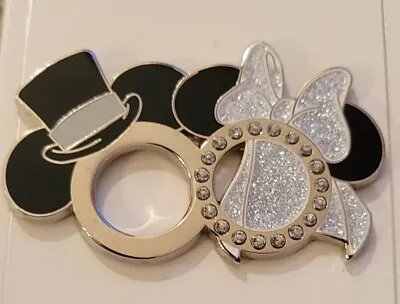 Disney Parks Pin Mickey & Minnie Mouse Wedding Rings Silver Bride And Groom • $13.99