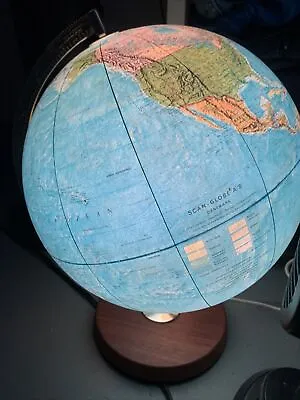 Large Size 17  Vintage Scan Globe Denmark Illuminated Light Lamp World Globe • $91.96
