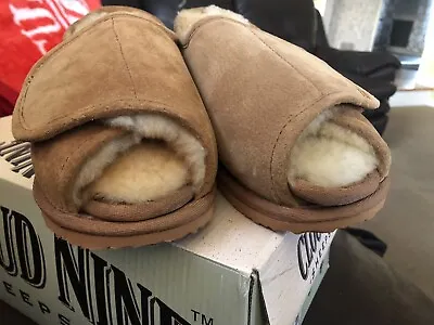 Cloud Nine Womens Slippers Open Toe Adjustable Wrap Sheepskin Size L 6/7 • $30