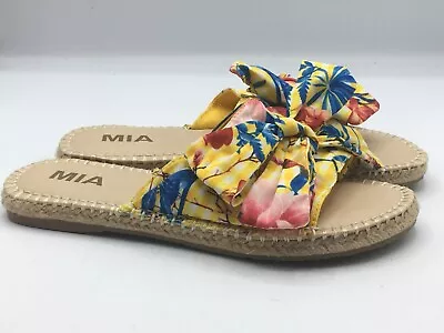 Mia Womens Floral Yellow Pink Sandal Flats Shoes Casual Mule Slip-on Size 8 NEW • $14.25