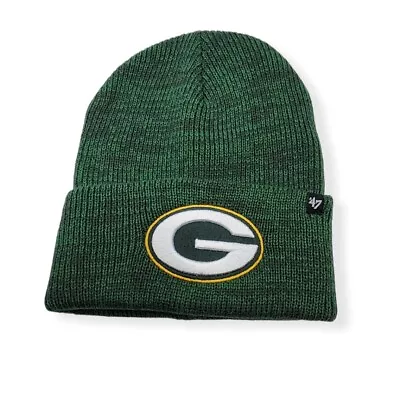 Authentic '47 Green Bay Packers Dark Green Brain Freeze Cuffed Knit Beanie Hat • $24.99