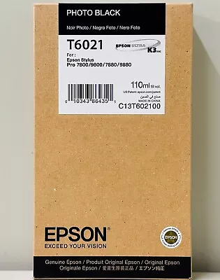 New Genuine Epson T6021 Photo Black 110ml Ink Cartridge Stylus Pro 7880 • $47.99