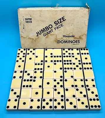 Puremco Super Thick Jumbo Size Giant Face Marblelike WHITE Dominoes #1632 • $59.97