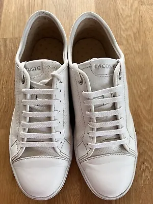 Ladies Lacoste White Real Leather Casual Shoes With Small Croc Motif On Side. • £35