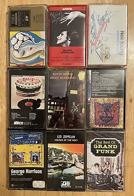 $9.99 • Buy Lot Of 9 Vintage Classic Rock Cassette Tapes | Zeppelin I Kinks I Bowie