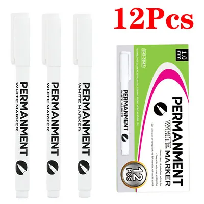 12Pcs White Marker Pen Acrylic Paint Pen Permanent Marker For Rock Wood Fabric • £5.64