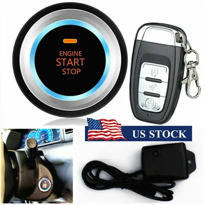 Car Auto Alarm System Security Vibration Alarm Engine Start Push Button Remote • $33.92