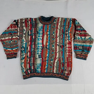 Vintage COOGI Sweater Mens Medium Colorful Knit Biggie 90s 3D Y2k Australia • $299.88