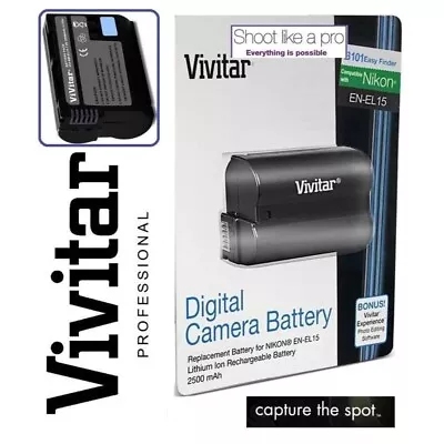 Vivitar EN-EL15 Replacement Battery For Nikon D750 D500 D780 D7000 D7200 Camera • $17.99