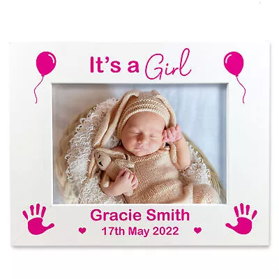 It's A Girl PERSONALISED Baby Girl Name Photo Frame New Born Baby Gift Keepsake • £7.99