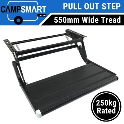 Caravan Step Black Aluminium Pull Out Folding 550mm Manual Single Compact For RV • $159