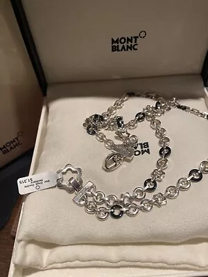 New Montblanc Star Collection Sterling Silver Onyx Link Chain Necklace Authentic • $995