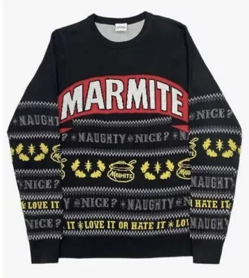 Medium 40  Inch Chest Marmite Ugly Christmas Sweater Jumper Xmas Naughty Or Nice • £34.99