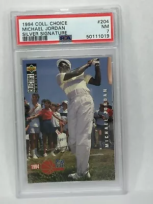 1994 UPPER DECK Choice Michael Jordan Silver Signature GOLF #204 PSA 7 HOF BULLS • $57.99