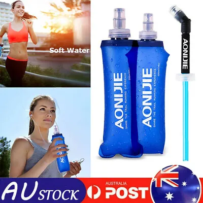 $11.96 • Buy Sport Soft Water Bottle Folding Flask BPA Free TPU For Running,Hiking,Cycling AU