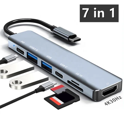 $16.98 • Buy 7-in-1 Type C To HDMI Adapter Hub 4K For MacBook/Pro/Air/iMac/Ipad Pro USB 3.0