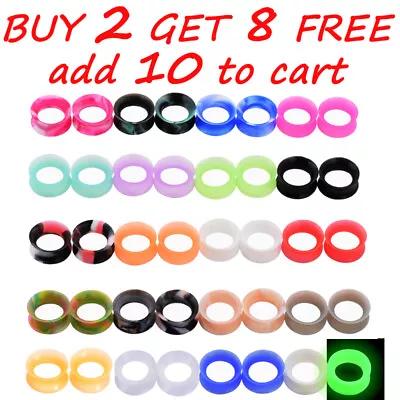 $6.39 • Buy Pair Of Silicone Soft Ear Tunnels Earskin Double Flared Ear Gauges Plugs Earlets