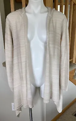 Mossimo Women XS Ivory Open Front Hooded Long Tunic Cardigan Soft Sweater • $5