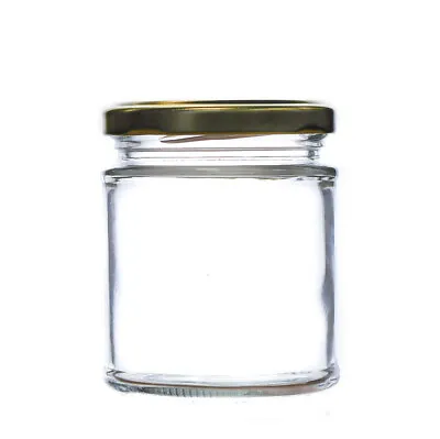 Round Glass Jam Jars 190ml (8oz) & Lids Preserves Chutney Honey Pickle Deluxe • £22.99