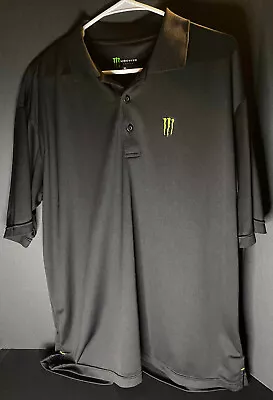 Monster Energy Polo Shirt Black Mens 2XL Golf Sport • $15.99