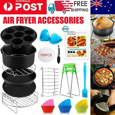 122pcs 8 Inch Air Fryer Frying Cage Dish Baking Pan Rack Pizza Tray  Accessories • $6.99