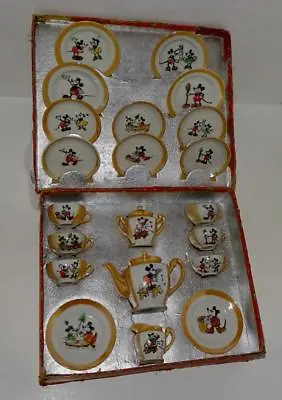 EX! DISNEY 1930's MICKEY MOUSE 23 PIECE BOXED CHINA SET+SCARCE MATCHING GRAPHICS • $249.99