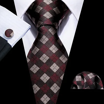 £7.99 • Buy Men's Tie Silk Classic Wedding Necktie And Pocket Square Cufflinks Set Paisley