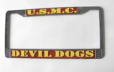 Usmc Devil Dogs Marine Us Marines Chrome Plated License Plate Frame 6x12 Inches • $11.94