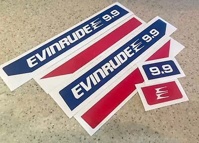 Evinrude Outboard Vintage Decal Kit 9.9 HP NAVY RED FREE SHIP + FREE Fish Decal! • $15