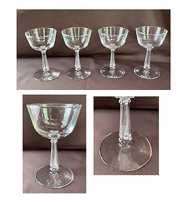 VINTAGE Wine Glasses 4 Oz. Clear Column Stem Clear 4-Piece Set • $24.88