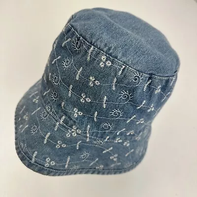 Betmar New York Womens Blue White Denim Bucket Cap Hat Fitted One Size • $11.99