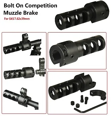 All Steel SKS 7.62x39mm Bolt On Comp Muzzle Brake Recoil Reducer W Tighten Screw • $43.99