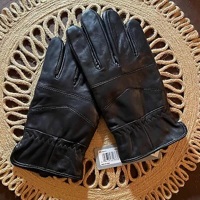 NWT Igloo Men's Black Genuine Leather Thinsulate Pro-Text Glove Large • $14