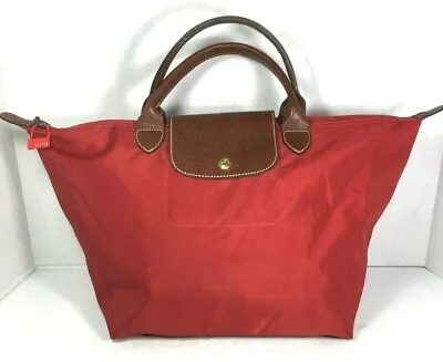 Longchamp Red Nylon Tote Satchel Les Pliages Type M Modele Depose • $55.99