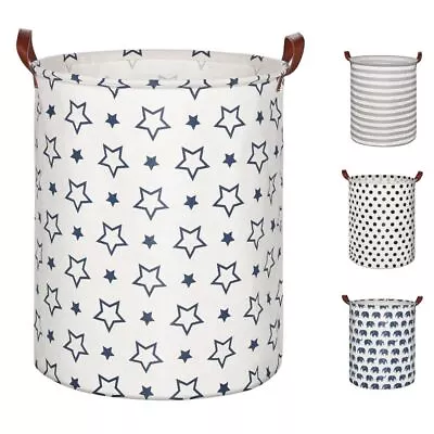 Washing Dirty Clothes Laundry Basket Fabric Baby Toy Hamper Bin Storage Bag Box • £9.79