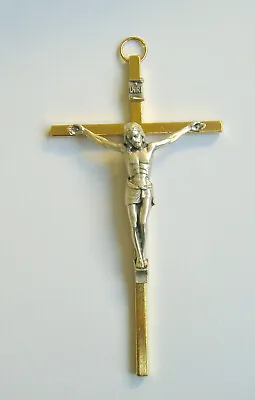 SMALL METAL CRUCIFIX Wall Hanging Cross Religious Christian Gold / Gilt • £6.99