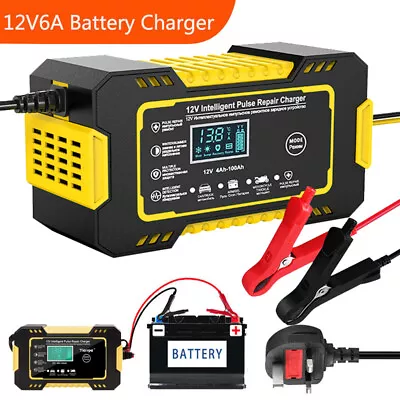 Smart Car Battery Charger Heavy Duty LCD 12V Trickle / Fast Vehicle HGV Lorry • £14.99