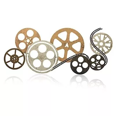 Metal Movie Reel Wall Art Abstract Antique Movie Theater Rustic Style Colorful • $24.25