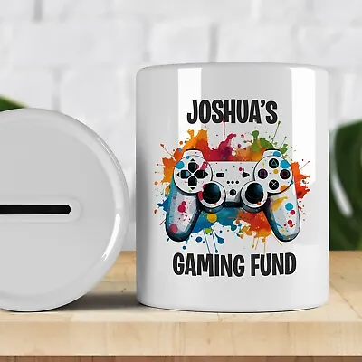 Personalised Gaming Money Box Savings Piggy Bank. Any Name Fortnite Gamer Gift • £8.99