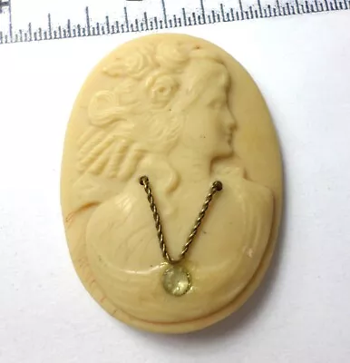 Vintage Made In Czech Beige Gorgeous Woman W/Necklace Cameo Cabochon 44x33mm Cab • $10