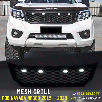 Front Bumper Centre Grille Mesh & DRL LED Fits For 15-20 Nissan NAVARA NP300 D23 • $175